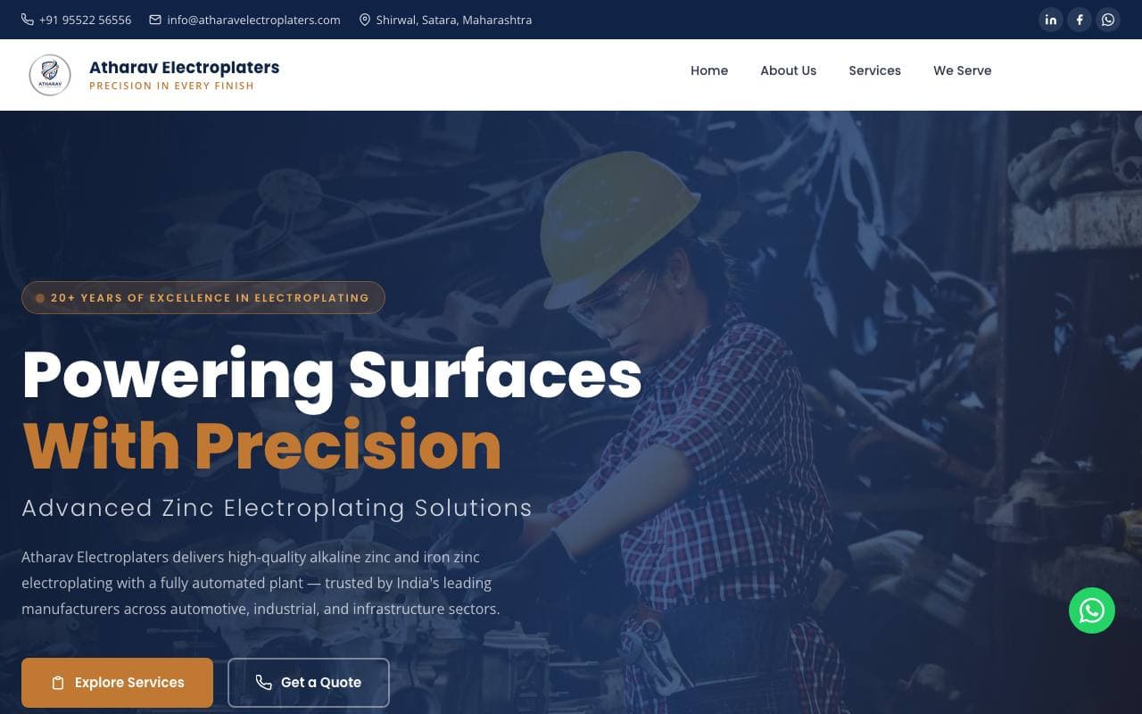 Atharav Electroplaters — website delivered by NextGen Fusion