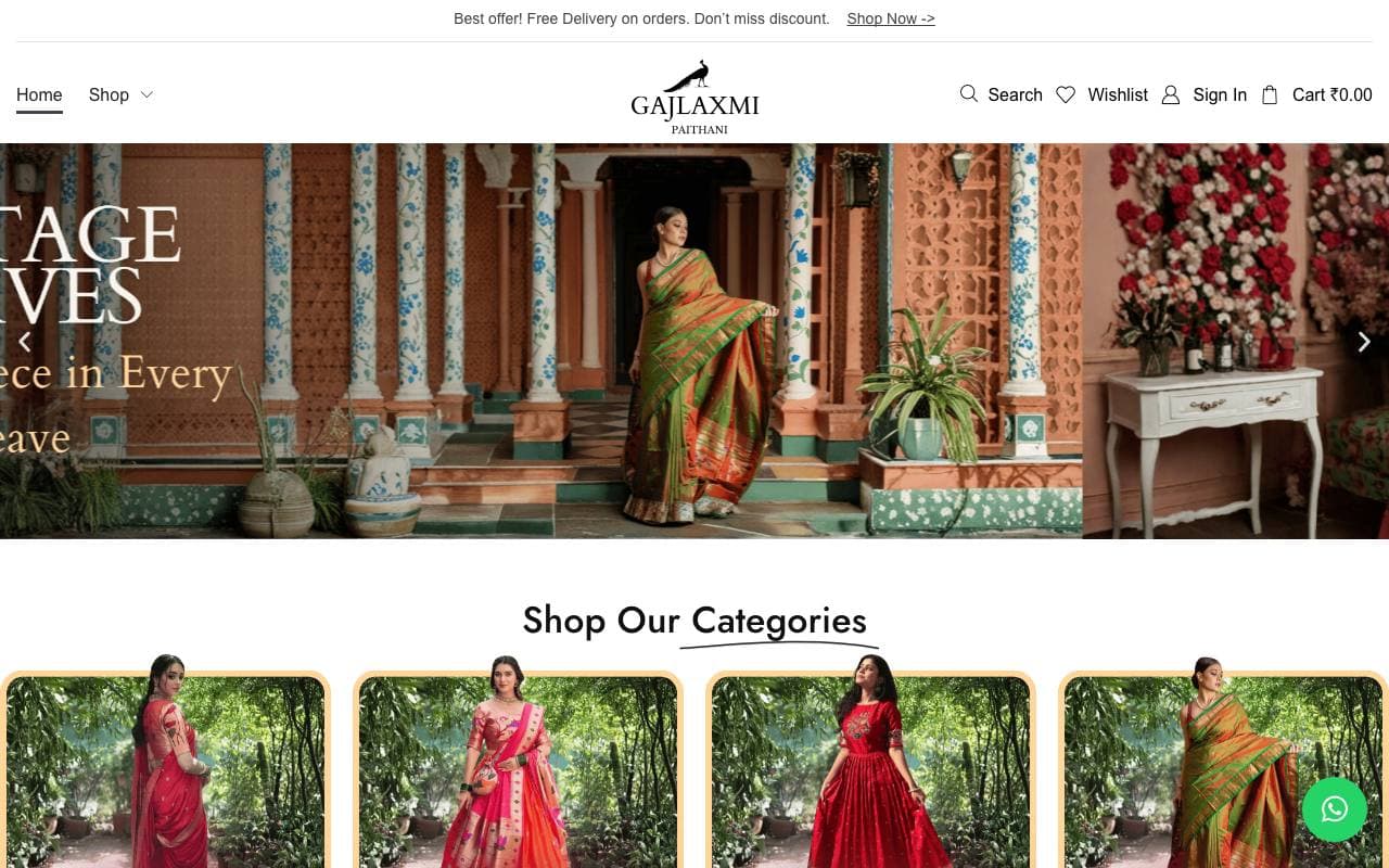 Gajlaxmi Paithani — website delivered by NextGen Fusion