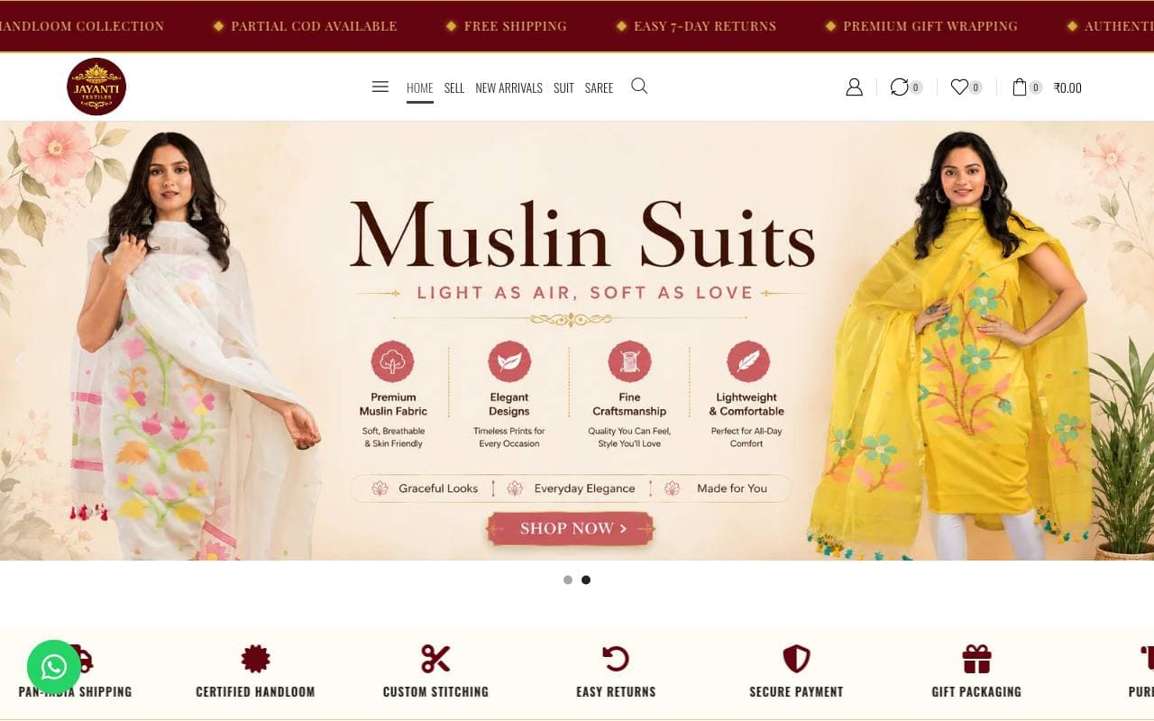 Jayanti Textiles — website delivered by NextGen Fusion