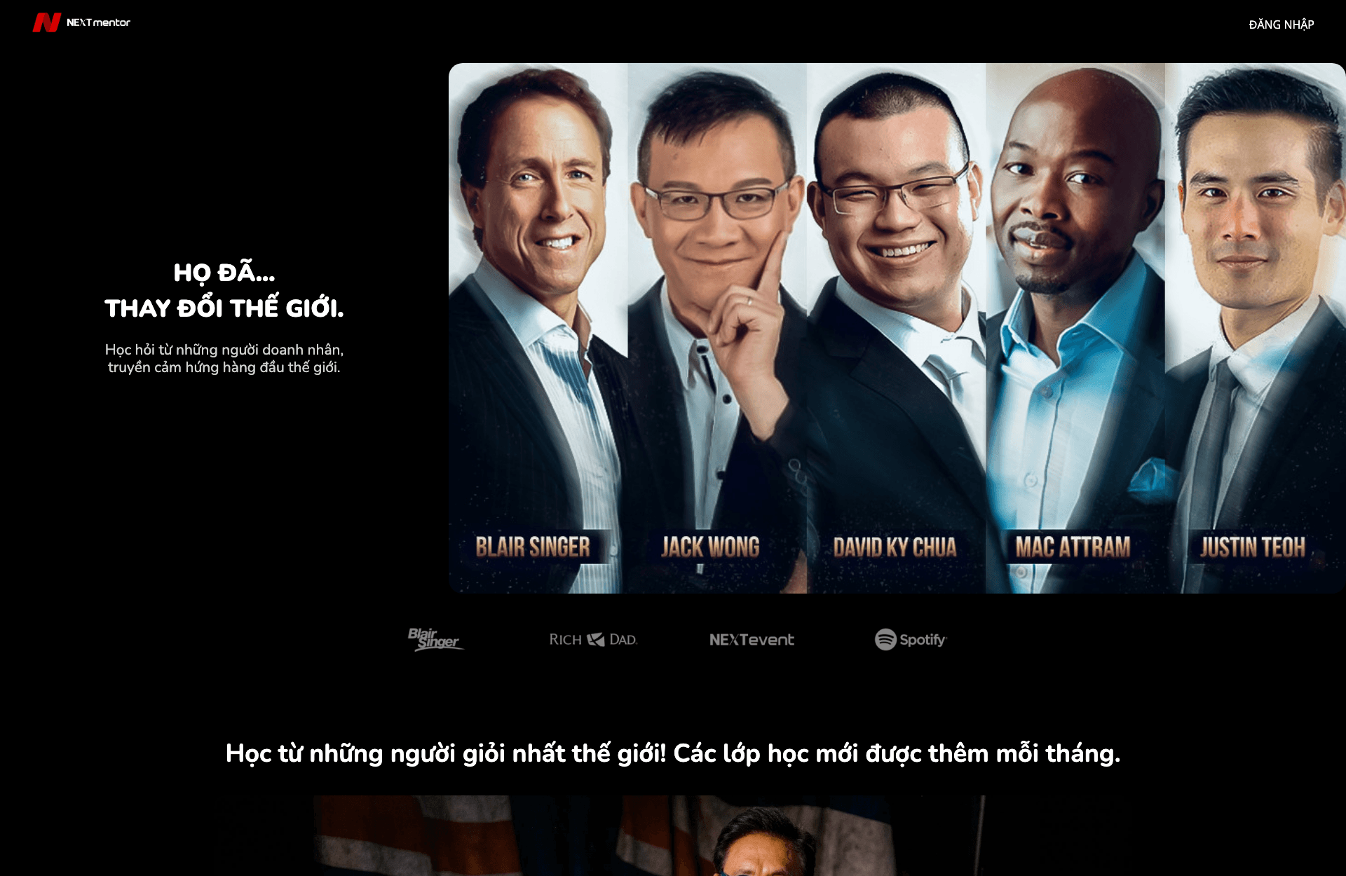 NEXTmentor — EdTech / Online Learning Platform, homepage of the site we built