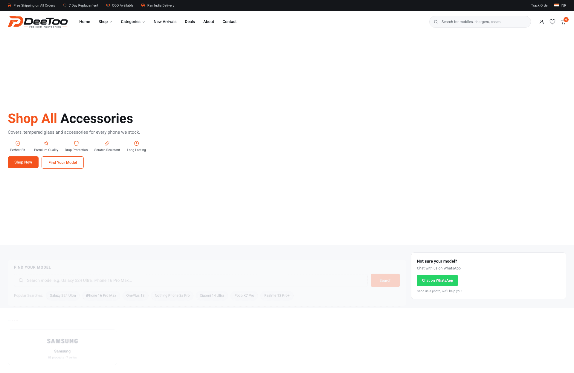 DeeToo — interface detail from the E-Commerce / Mobile Accessories build