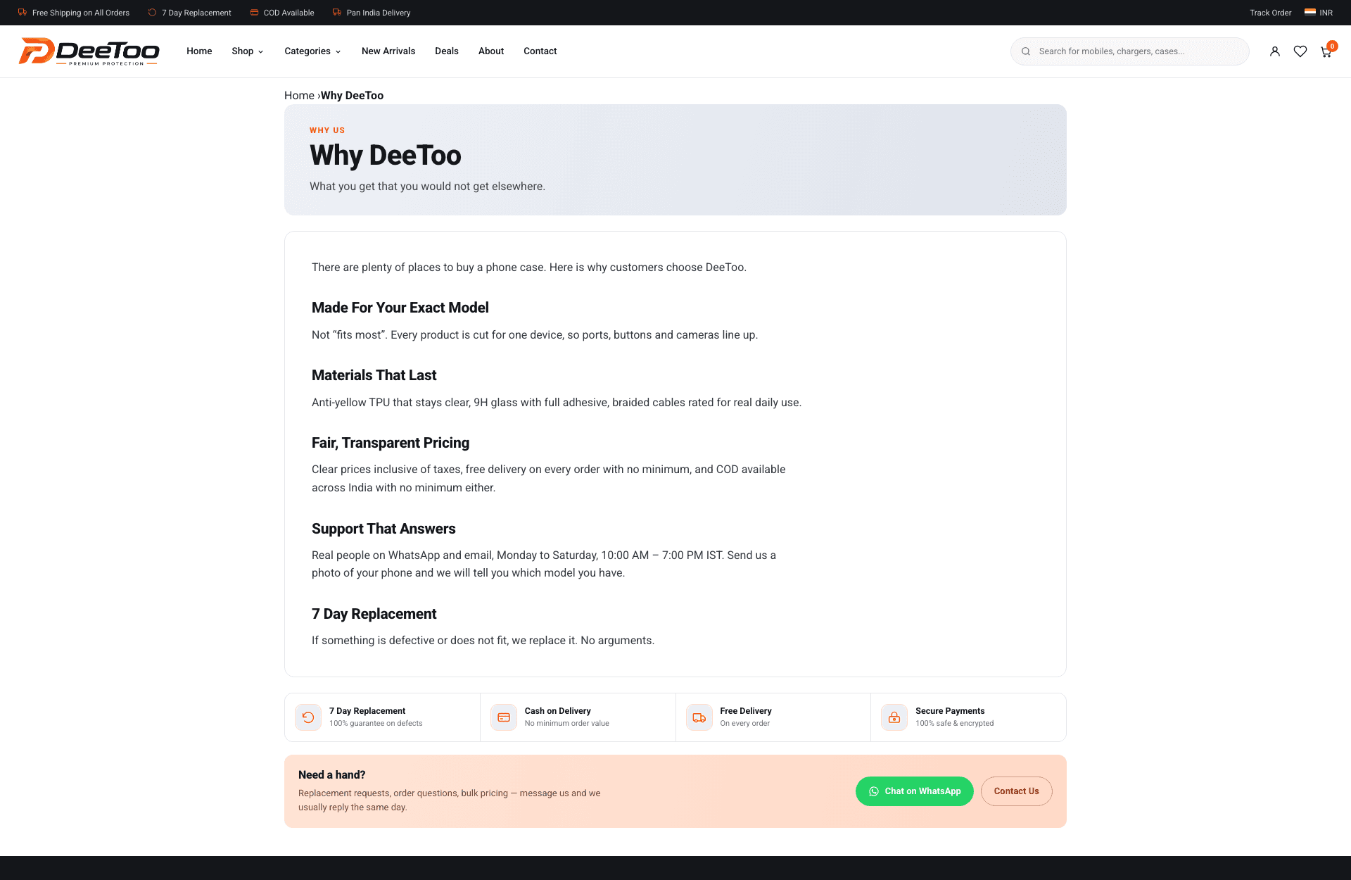 DeeToo — further interface detail from the E-Commerce / Mobile Accessories build