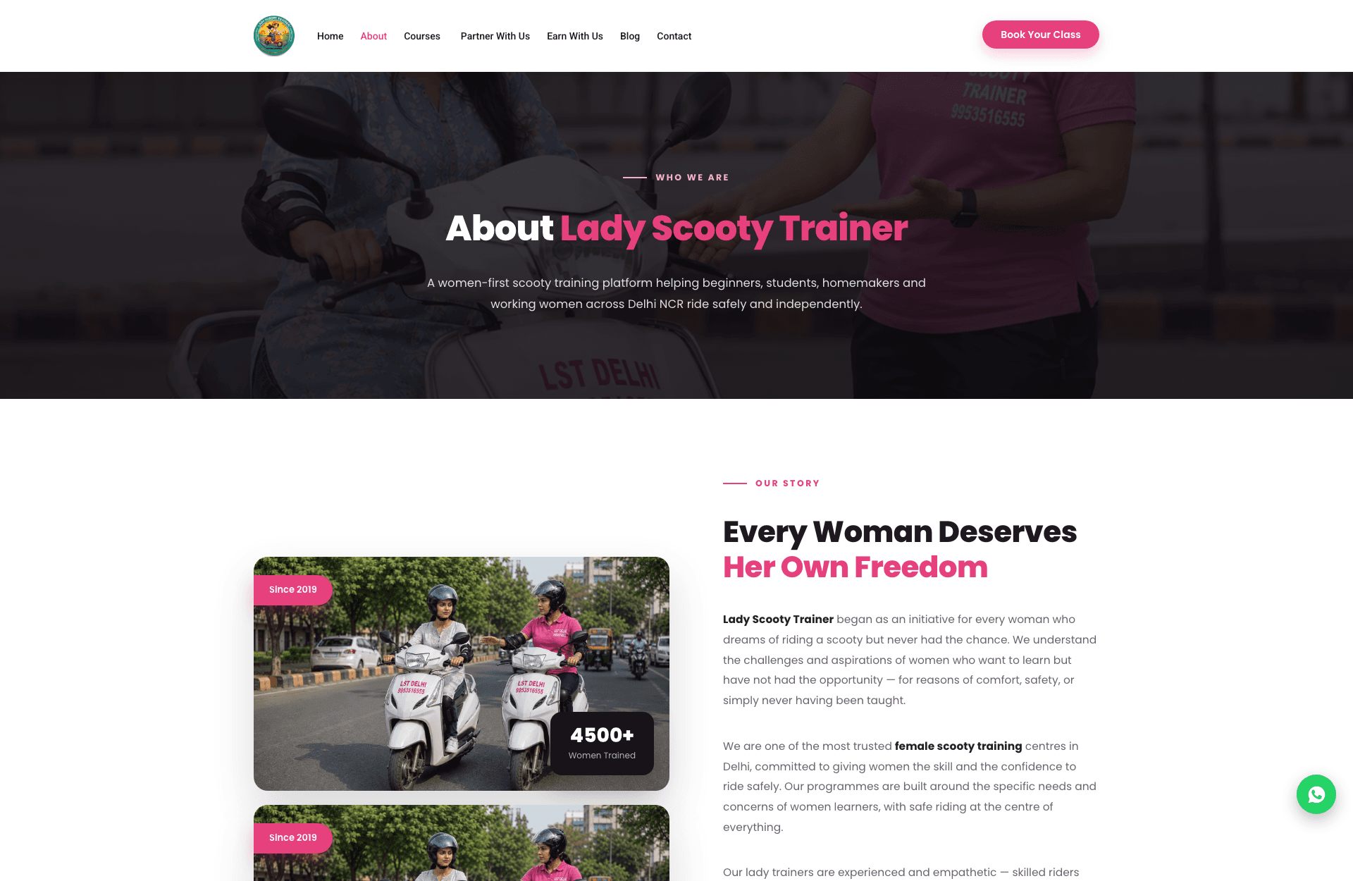 Lady Scooty Trainer — interface detail from the Service / Women's Mobility Training build