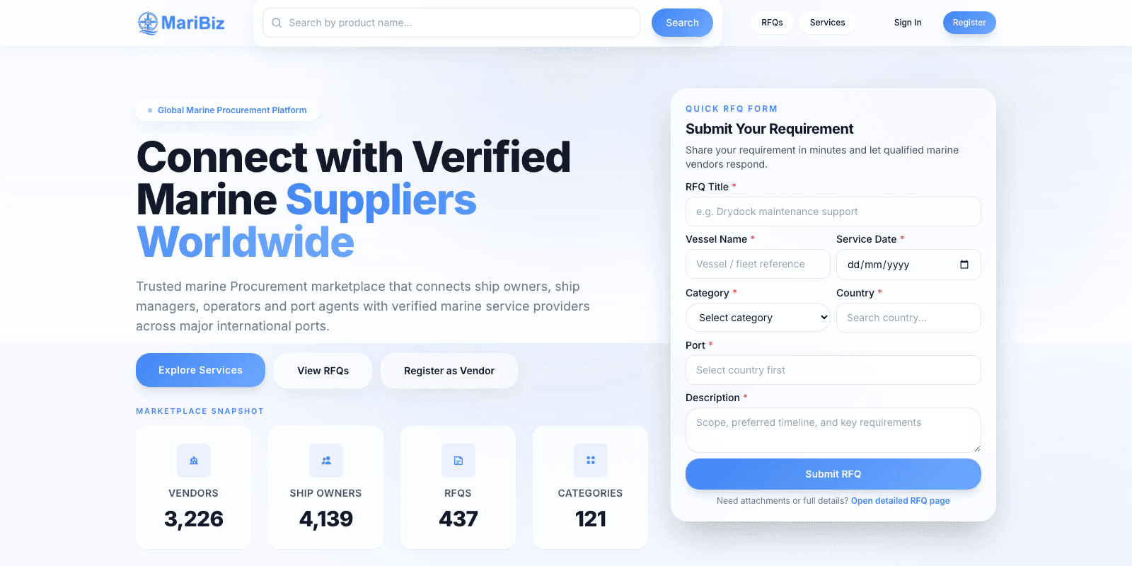 MariBiz.ai — B2B Marketplace / Maritime case study