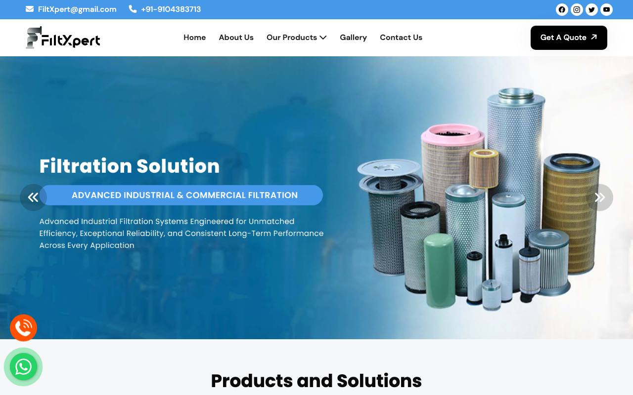 FiltXpert — website delivered by NextGen Fusion